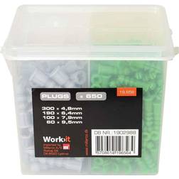 Work>it Plugs-sortiment i boks 4,8 x 6,4 x 7,9 x 9,5 mm 650 assorterede